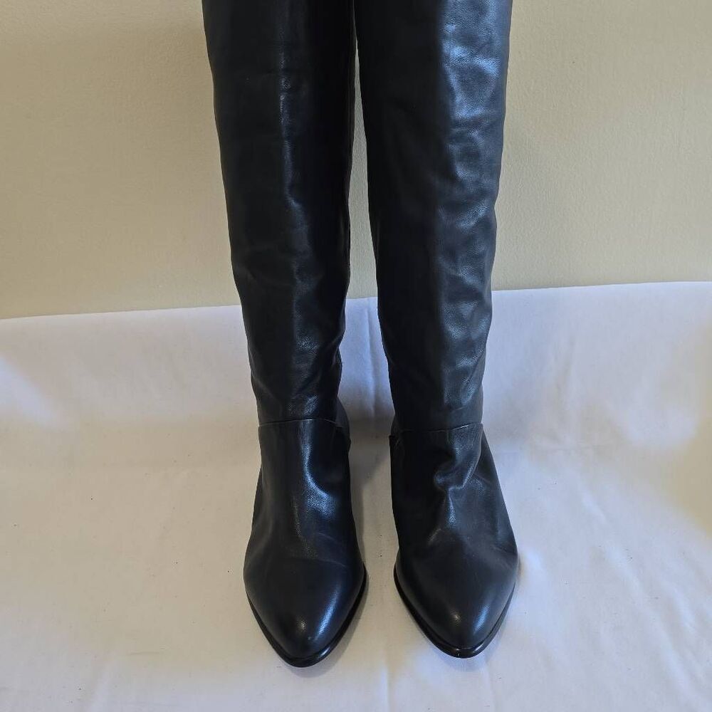 Foleys Navy Blue Leather Wmns Boots, Flats, Made in Brazil, NEW, Sz. 6